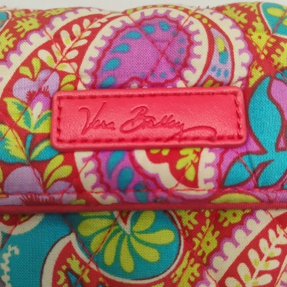 Vera Bradley Crossbody Wallet Small Pink Red Blue Green Womens Paisley - Picture 8 of 9